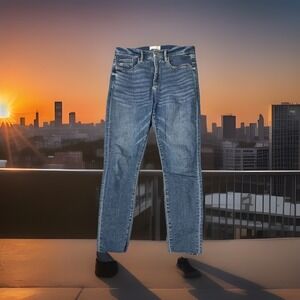 LOFT Skinny Jeans In Size 29/8 Raw Hem High Rise Mom Whiskers 1% Spandex